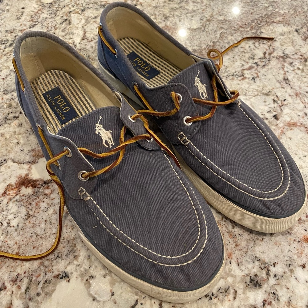 Polo blue canvas boat shoes men’s 12 Sander